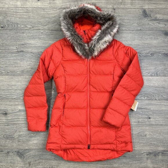 The North Face Dreamer Parkina Jacket Size Small Womens Fiery Red 600 Down Coat